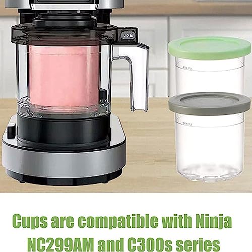 Creami Pints, for Ninja Creami Pints 4 Pack,16 OZ Ice Cream Pints Cup Airtight,Reusable Compatible NC301 NC300 NC299AMZ Series Ice Cream Maker