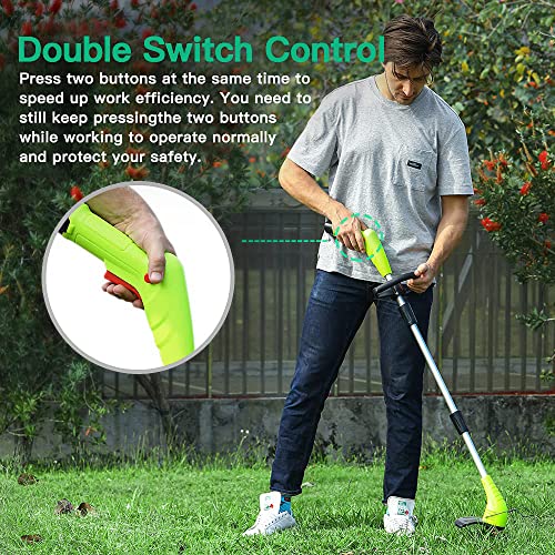 Cordless Lawn Trimmer Weed Wacker + 3PCS Metal Cutter Blades Replacement for 12V Cordless Grass Trimmer