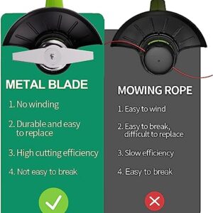 Cordless Lawn Trimmer Weed Wacker + 3PCS Metal Cutter Blades Replacement for 12V Cordless Grass Trimmer