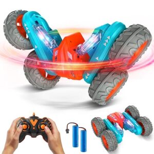 abifny remote control car -rc stunt car,stunt truck 2.4ghz race toy double sided rotating 360° flips, with led indoor outdoor all terrain rechargeable electric toy cars gifts for boys kids