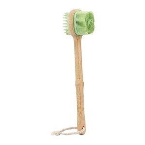 kokiya shower brush back scrubber,dual sided long handle back scrubber,bath for body shower, green, 32.5cmx7.1cm