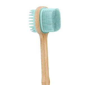 Kokiya Shower Brush Back Scrubber,Dual Sided Long Handle Back Scrubber,Bath for Body Shower, Blue, 32.5cmx7.1cm