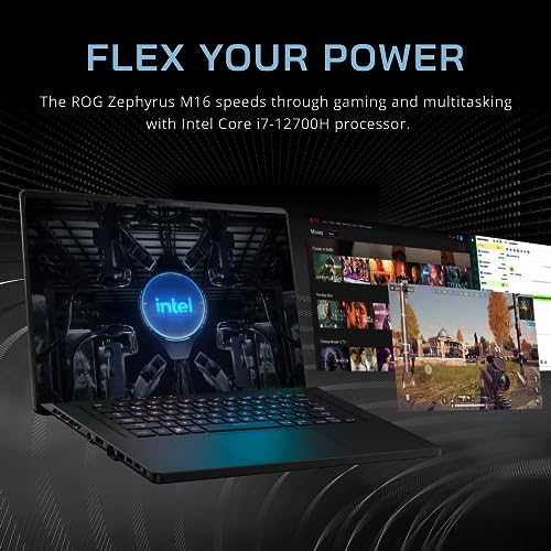 Asus ROG Zephyrus Gaming Laptop, 16/'' FHD+ 165Hz Display, Intel Core i7-12700H, 40GB DDR5 RAM, 1TB PCIe SSD, RGB Backlit Keyboard, NVIDIA GeForce RTX 3060, Win 11 Pro, WiFi 6, Black, 32GB USB Card