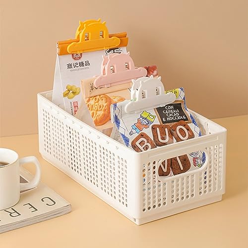 Byscyrj Foldable Storage Baskets with Dividers, Plastic Box Drawer Organizer for Baby Clothes,White Storage Containers Bins Small Baskets for Nursery Shelves Desktop Closet Playroom Office, 3 Pack