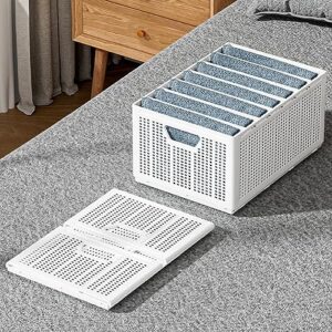 Byscyrj Foldable Storage Baskets with Dividers, Plastic Box Drawer Organizer for Baby Clothes,White Storage Containers Bins Small Baskets for Nursery Shelves Desktop Closet Playroom Office, 3 Pack