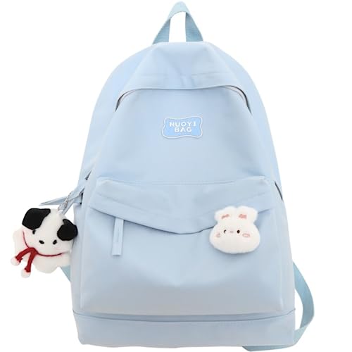 iwhgrmp Kawaii Backpack with Cute Accessories Cute Aesthetic Big Capacity Waterproof Outdoor Casual Travel Backpack (Blue_377)