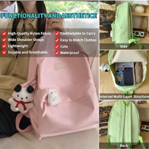 iwhgrmp Kawaii Backpack with Cute Accessories Cute Aesthetic Big Capacity Waterproof Outdoor Casual Travel Backpack (Blue_377)