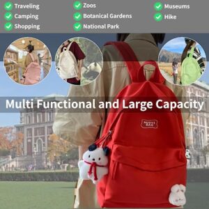 iwhgrmp Kawaii Backpack with Cute Accessories Cute Aesthetic Big Capacity Waterproof Outdoor Casual Travel Backpack (Blue_377)