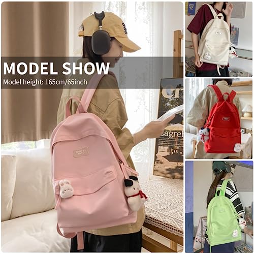 iwhgrmp Kawaii Backpack with Cute Accessories Cute Aesthetic Big Capacity Waterproof Outdoor Casual Travel Backpack (Blue_377)