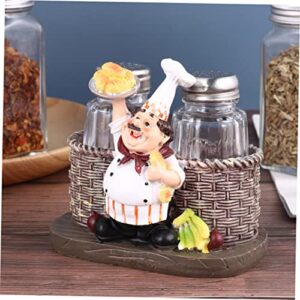 House Gifts 1pc Home Decorations Tv Stand Decor Kids Decor French Chef Figurine Salt and Pepper Shaker Kitchen Chef Ornament Resin Cook Sculpture Chef Statue Wine Cabinet Gift 3d