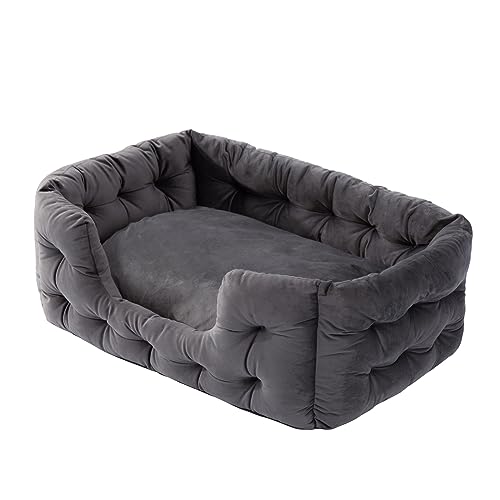 Medium Dog Bed,Comfy Pet Bed for Dogs & Cats, Luxury Wide Side, Comfortable and Breathable Dog Pet Sofa Bed, Rectangle Thick Durable and Washable, Grey