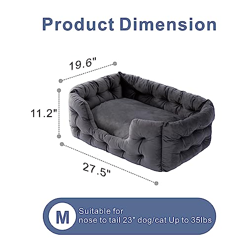 Medium Dog Bed,Comfy Pet Bed for Dogs & Cats, Luxury Wide Side, Comfortable and Breathable Dog Pet Sofa Bed, Rectangle Thick Durable and Washable, Grey