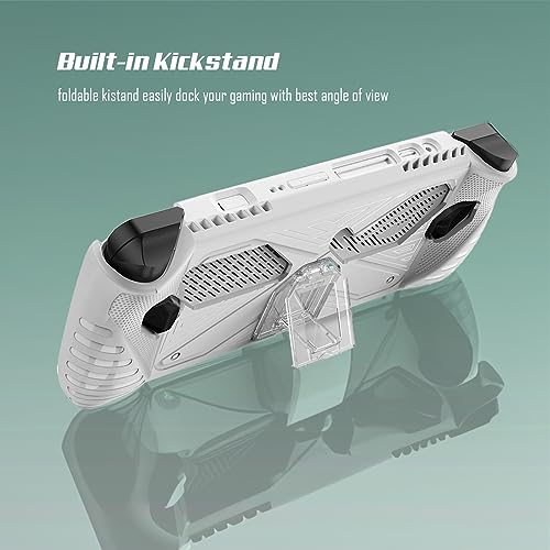 MES MERRY Kickstand Case for 2023 ASUS ROG Ally Handheld, ROG Ally 7 Accessories Protective Cover Grip with Stand (Clear White)