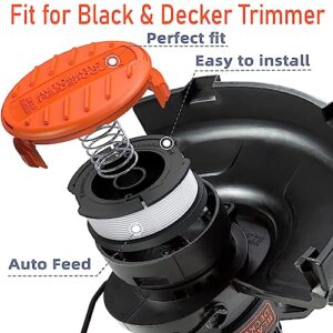 BEIIMPKLU AF-100 String Trimmer Spool Replacement for Black and Decker AF-100-3ZP AF-100-BKP,30ft 0.065", Autofeed Replacement Trimmer Line for Black and Decker Weed Eater(5 Spools, 1 Cap,1 Spring)