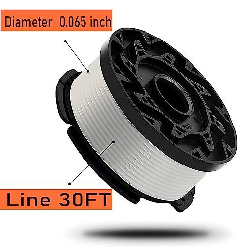 BEIIMPKLU AF-100 String Trimmer Spool Replacement for Black and Decker AF-100-3ZP AF-100-BKP,30ft 0.065", Autofeed Replacement Trimmer Line for Black and Decker Weed Eater(5 Spools, 1 Cap,1 Spring)