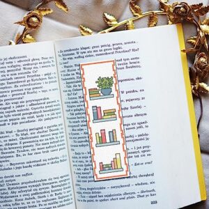 FREEBLOSS 6 Set Cross Stitching Bookmark Cute Stamped Embroidery Bookmark with Instruction Cross Stitch Kits for Adults DIY Bookmark Kit 8''x2.4''