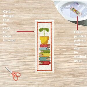 FREEBLOSS 6 Set Cross Stitching Bookmark Cute Stamped Embroidery Bookmark with Instruction Cross Stitch Kits for Adults DIY Bookmark Kit 8''x2.4''