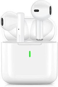 wireless earbuds bluetooth headphones ipx7 waterproof bluetooth earbuds 30h playtime headset with charging case wireless bluetooth earphones with mic for iphone/samsung/android (white)