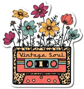 vintage cassette tape 4 inch refrigerator magnet | uv printed 4-inch kitchen decor accessory flower art wall décor groovy hippie peace flower retro floral music old school csm011