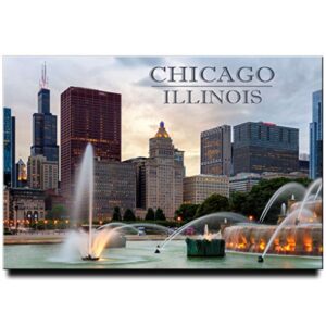 chicago fridge magnet illinois travel souvenir buckingham fountain