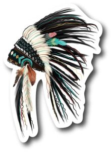 headdress colorful refrigerator magnet | uv printed 4-inch kitchen decor accessory featuring stunning design | tribal horse mountain cherokee nation buffalo native teepee csm1570