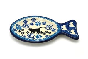 polish pottery tea bag holder - fish - boo boo kitty