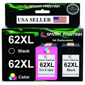 smart printink 62xl ink cartridge replacement for hp 62 xl (black & tri-color) high-yield ink- compatible: with envy 5540 5640 5660 7644 7645 officejet 5740 8040 officejet 200 250 series printer