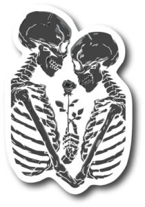 skull love heart refrigerator magnet | uv printed 4-inch kitchen decor accessory featuring stunning design | horror dead sugar crossbones halloween scary bones goth csm1565