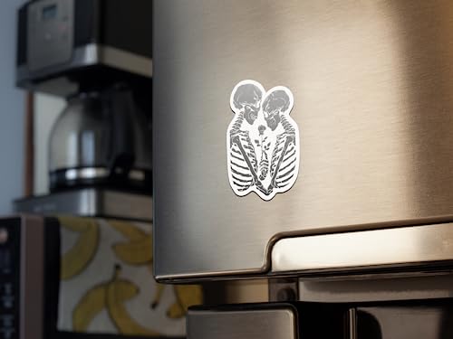 Skull Love Heart Refrigerator Magnet | UV Printed 4-Inch Kitchen Decor Accessory Featuring Stunning Design | Horror Dead Sugar Crossbones Halloween Scary Bones Goth CSM1565