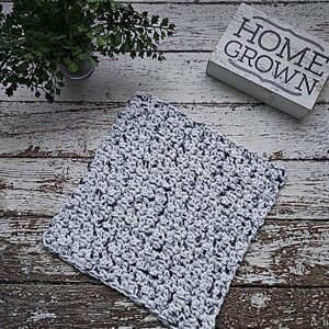 Black White Dish Cloth Set of 3 Handmade Crochet Wash Cloths Organic Cotton Eco Friendly Dish Rags