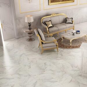 BMT 24in. x 24in. White Porcelain Tile, Matte Finish Floor and Wall Porcelain Tile, White Porcelain Tile with Grey Veins