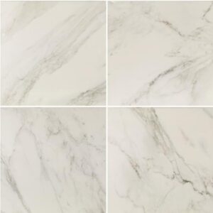 BMT 24in. x 24in. White Porcelain Tile, Matte Finish Floor and Wall Porcelain Tile, White Porcelain Tile with Grey Veins