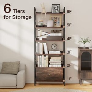 Pipishell Bookshelf, 6-Tier Bookcase with Storage Drawer & Pipishell 9-Cube Bookshelf
