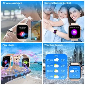 Smart Watch for Men Women,Smartwatch with Blood Pressure Blood Glucose Heart Rate Monitor 1.88" Touch Screen Bluetooth Watch (Make/Answer Call) IP67 Waterproof Smart Watch for Android iOS Phones Gold