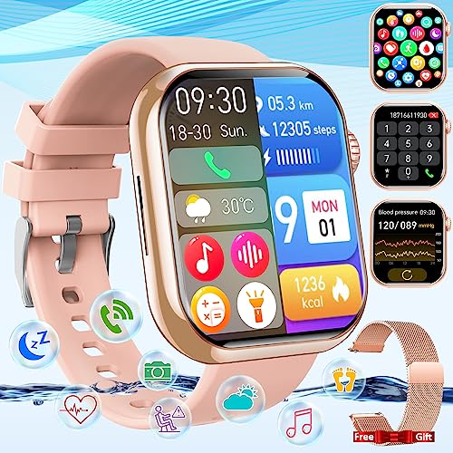 Smart Watch for Men Women,Smartwatch with Blood Pressure Blood Glucose Heart Rate Monitor 1.88" Touch Screen Bluetooth Watch (Make/Answer Call) IP67 Waterproof Smart Watch for Android iOS Phones Gold