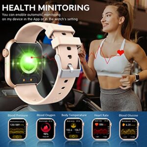 Smart Watch for Men Women,Smartwatch with Blood Pressure Blood Glucose Heart Rate Monitor 1.88" Touch Screen Bluetooth Watch (Make/Answer Call) IP67 Waterproof Smart Watch for Android iOS Phones Gold