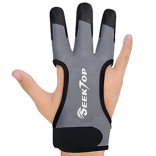 Seektop Leather Archery Gloves for Men Women, Microfiber Three Finger Shooting Hunting Glove for Youth Adult