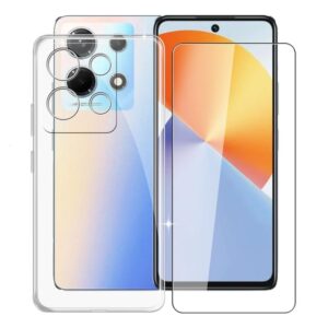 kjyfoani for infinix note 30 case with 1 x tempered glass screen protector, transparent shockproof solf silicone protection case for infinix note 30, case for women men, (6.78") - crystal clear