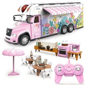 scientoy toys for girls, remote control car for 4 5 6 year old girl birthday gifts, pink rc car with light & building toys