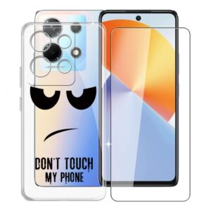 kjyfoani for infinix note 30 case with 1 x tempered glass screen protector, transparent shockproof solf silicone protection case for infinix note 30, case for women men, (6.78") - don't touch