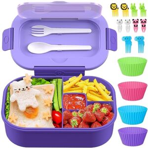 TIME4DEALS Lunch Box Kids Adult Bento Box Bento-Style Lunch Box 1300ml Ideal Portion Size Leak Proof Bento Lunch Box for Teens Toddlers, BPA Free Lunchbox Containers for School Work Picnic (Purple)