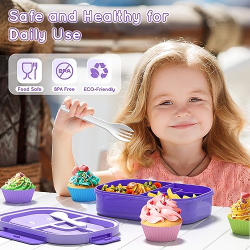 TIME4DEALS Lunch Box Kids Adult Bento Box Bento-Style Lunch Box 1300ml Ideal Portion Size Leak Proof Bento Lunch Box for Teens Toddlers, BPA Free Lunchbox Containers for School Work Picnic (Purple)