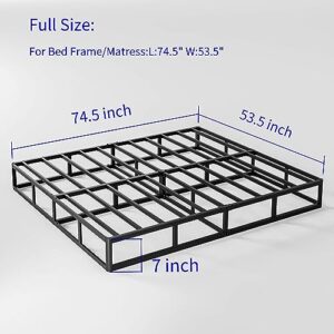 Aardhen Full Size 7 Inch Box Spring & Low Profile Metal Platform/Bed Frame with Steel Slat Support/Quiet Noise-Free/Easy Assembly