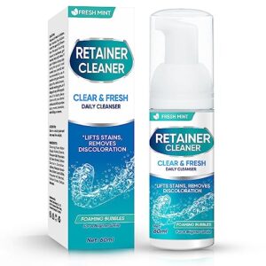farrinne retainer/aligner cleaner foam - removes stains, plaque & bad odor - suitable for invisalign, braces, mouth guards, night guards & removable dental appliances - 60ml