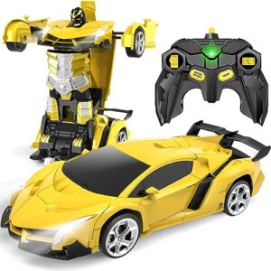 yotoy remote control car toys - transform rc cars for kids, one button transformation, 360 degree rotating drifting, 2.4ghz & 1:18 scale, gift for kids age 4 5 6 years old boys and girls