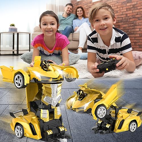 YOTOY Remote Control Car Toys - Transform RC Cars for Kids, One Button Transformation, 360 Degree Rotating Drifting, 2.4Ghz & 1:18 Scale, Gift for Kids Age 4 5 6 Years Old Boys and Girls