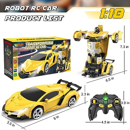 YOTOY Remote Control Car Toys - Transform RC Cars for Kids, One Button Transformation, 360 Degree Rotating Drifting, 2.4Ghz & 1:18 Scale, Gift for Kids Age 4 5 6 Years Old Boys and Girls