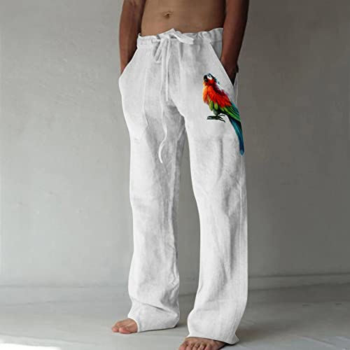 Mens Joggers Pants Men Fashion Print Sweatpants Casual Cotton and Drawstring Pants with Pockets Plus Size Wide Leg Pants