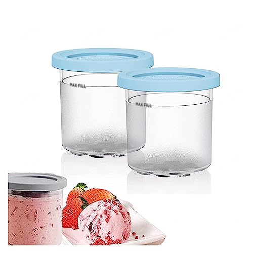 2/4/6PCS Creami Deluxe Pints , for Ninja Creami Ice Cream Maker Pints ,16 OZ Pint Frozen Dessert Containers Airtight And Leaf-Proof Compatible with NC299AMZ,NC300s Series Ice Cream Makers ,Blue-2PCS