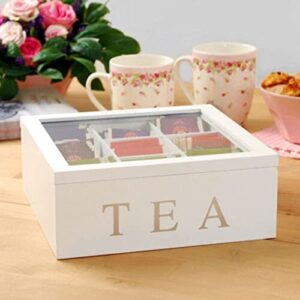 Wooden Tea Storage Box, Tea Bag Organizer with 9 compartments, Tea Bag Holder Tea Chest Container for Kitchen Cabinet, Countertop, Pantry